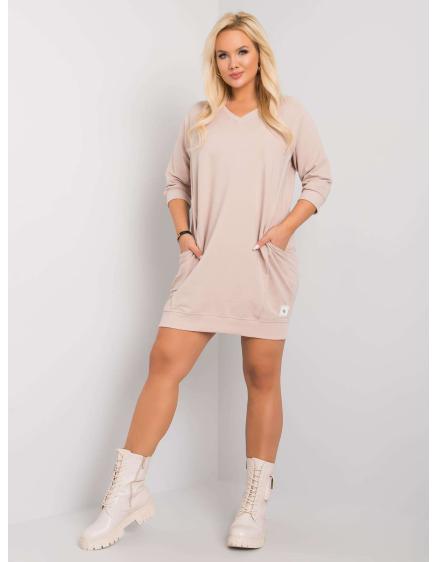 Dámské šaty bavlněné plus size KARISSA světle hnědé  