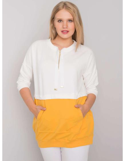 Női plus size pamut tunika PHILOMENE ekrü-sárga