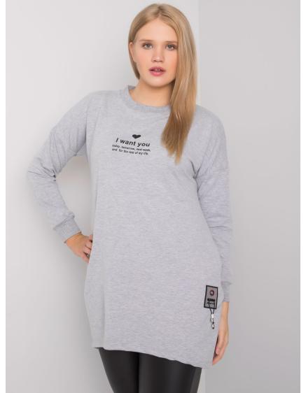 Női pamut tunika melange plus size MAURITA szürke