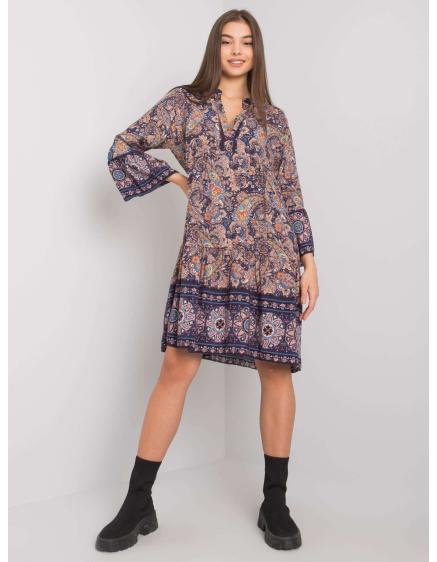 Dámské šaty s volánem Claremont OCH BELLA tmavě modré  