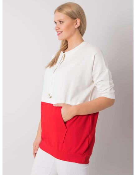 Dámská tunika z bavlny plus size PHILOMENE ecru-červená  