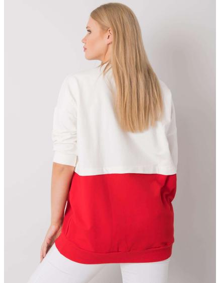 Dámská tunika z bavlny plus size PHILOMENE ecru-červená  