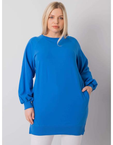 Dámska hladká blúzka plus size TOLEDO tmavomodrá