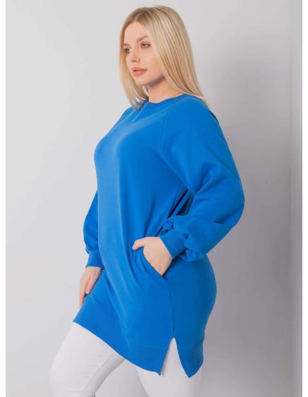 Dámska hladká blúzka plus size TOLEDO tmavomodrá