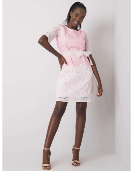Dámské šaty s páskem vzorované LIDIJA růžové  