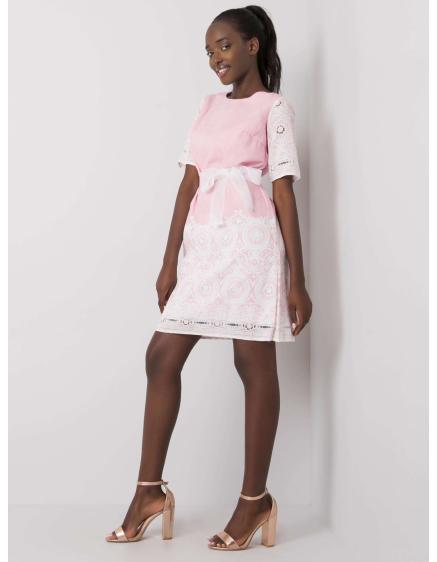 Dámské šaty s páskem vzorované LIDIJA růžové  