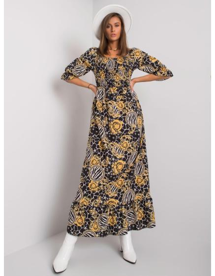 Dámské šaty vzorované BEVELYN černo-žluté 