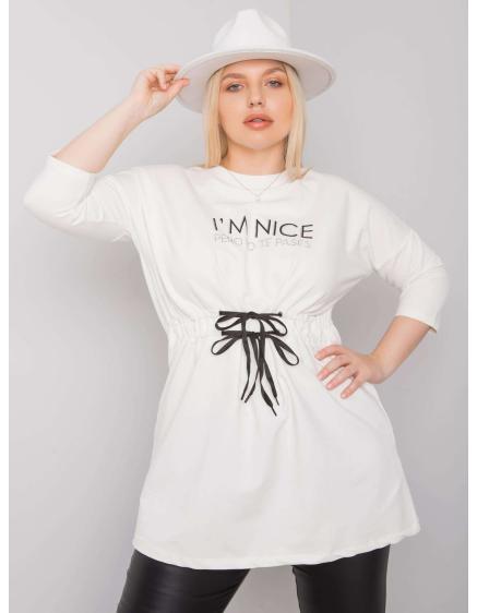 Női tunika nyakkendővel melange plus size TULSA ekrü színben