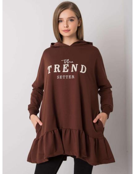 Dámská tunika s kapucí oversize VANESSA tmavě hnědá  