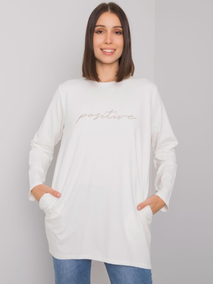 Dámská tunika s nápisem plus size KAYLAH ecru  
