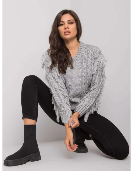 Dámsky kockovaný sveter Oregon RUE PARIS sivý