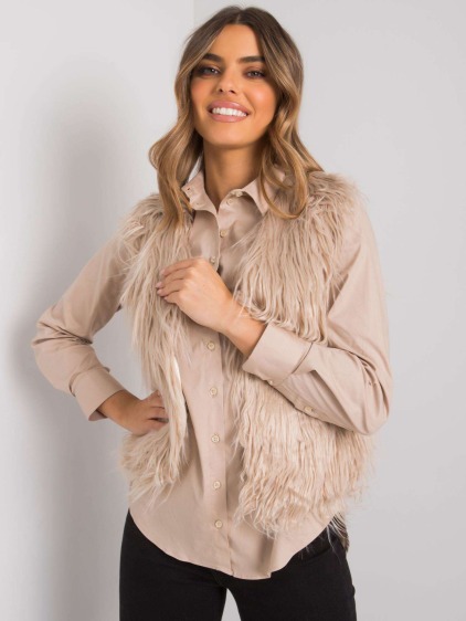Dámska kožušinová vesta Moncalieri OCH BELLA beige