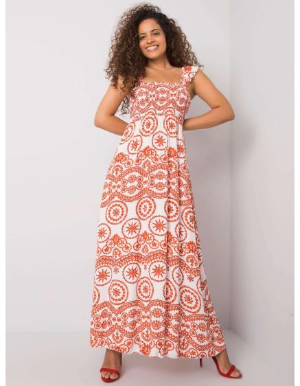 Dámské šaty maxi TAYALA bílé a oranžové 