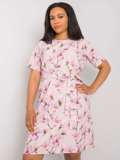 Dámske vzorované plus size šaty CELENE beige