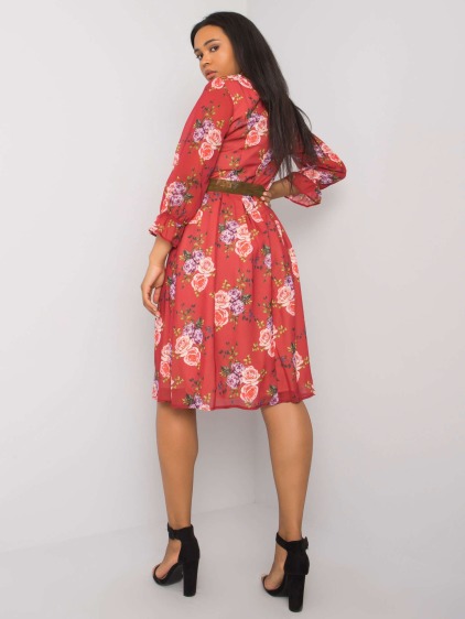 Dámske kvetinové plus size šaty BIANNA burgundy