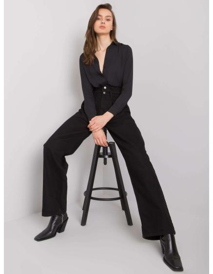 Dámske široké džínsy s vysokým pásom SHELBURNE black