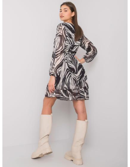 Női mintás ruha Juneau OCH BELLA fekete és bézs Juneau OCH BELLA fekete-bézs