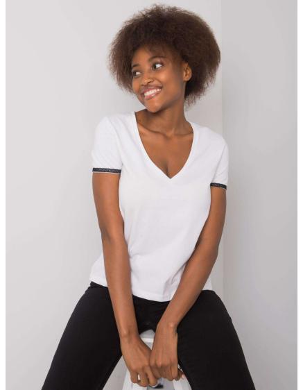 Női V-nyakú póló Kiarra DON'T KNOW ME fehér