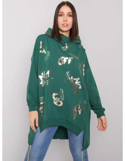 Női plus size kapucnis pulóver PAULIE sötétzöld