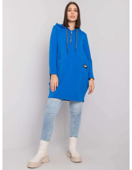 Dámská tunika s kapucí bavlněná plus size KIERRA tmavě modrá