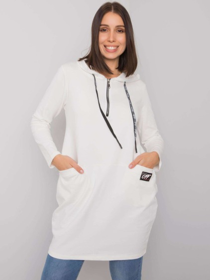 Dámská tunika s kapucí bavlněná plus size KIERRA ecru 