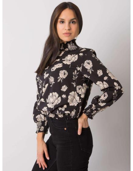 Női virágos blúz DAMIKA fekete és bézs színben