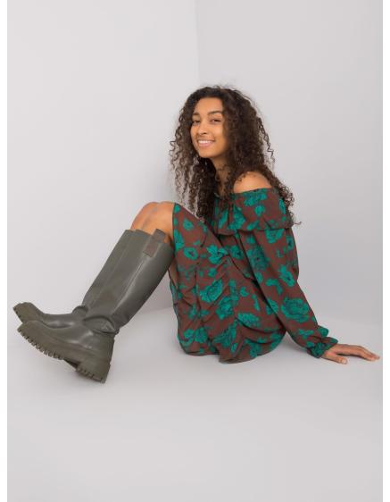 Női fodros ruha spanyol BRIANNON barna zöld