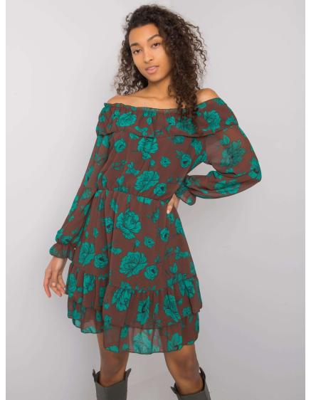 Női fodros ruha spanyol BRIANNON barna zöld
