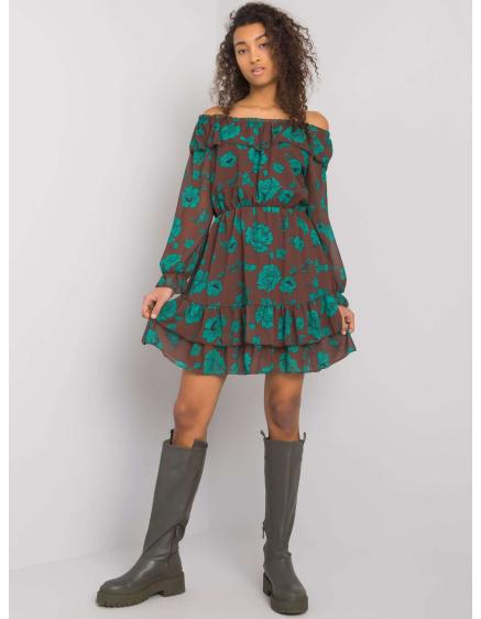 Női fodros ruha spanyol BRIANNON barna zöld