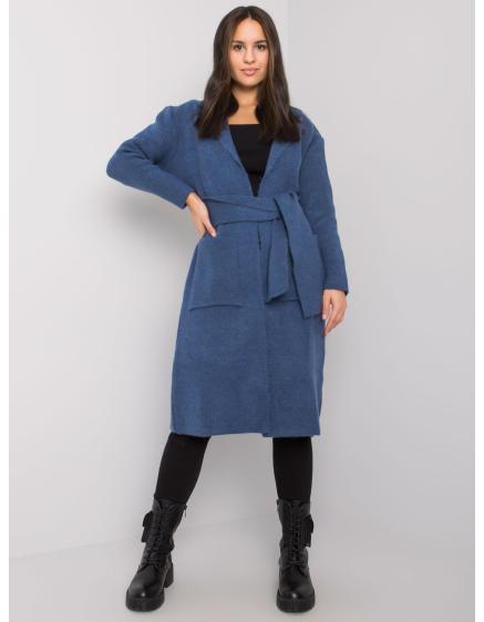 Dámský svetr s vázáním Cordie RUE PARIS tmavě modrý 