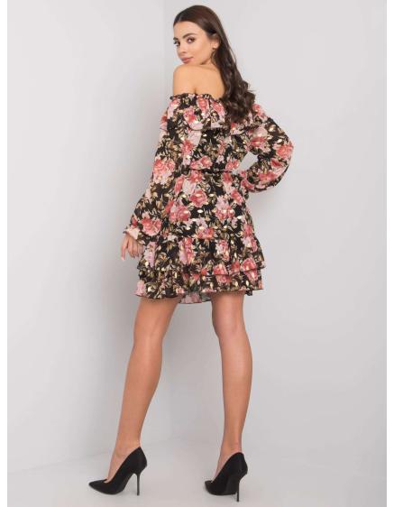 Dámské šaty vzorované španělské CALGARY černo-růžové  