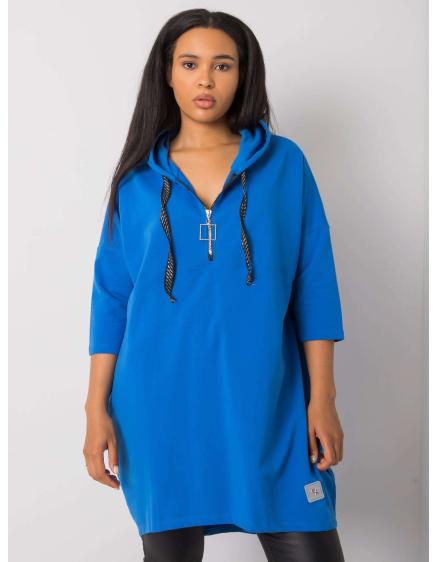 Női plus size pamut kapucnis pulóver ADREANA sötétkék