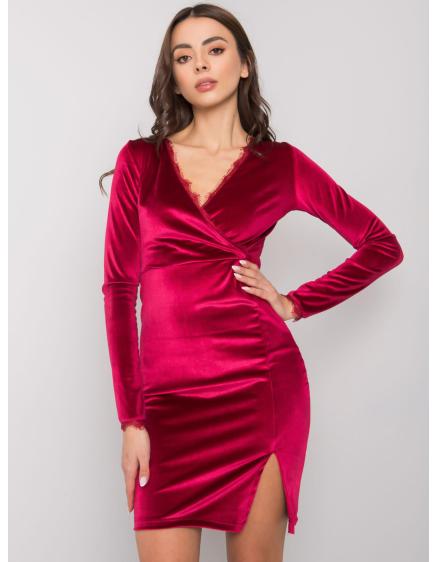 Dámské šaty s rozparkem Simmae RUE PARIS bordó  