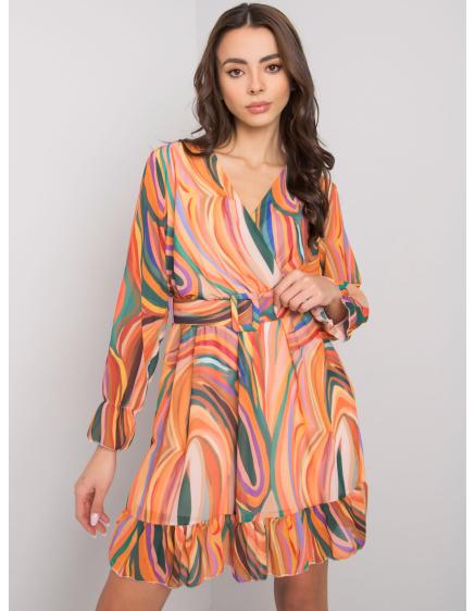 Női öves mintás ruha KERLEY narancssárga