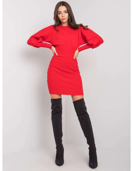 Női csíkos ruha Leticia RUE PARIS vörös