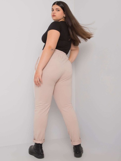 Dámské tepláky s potiskem plus size ABELIA béžové