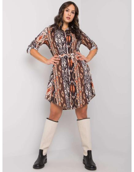 Női nyomtatott ruha Hanley RUE PARIS fekete és barna RUE PARIS fekete és barna