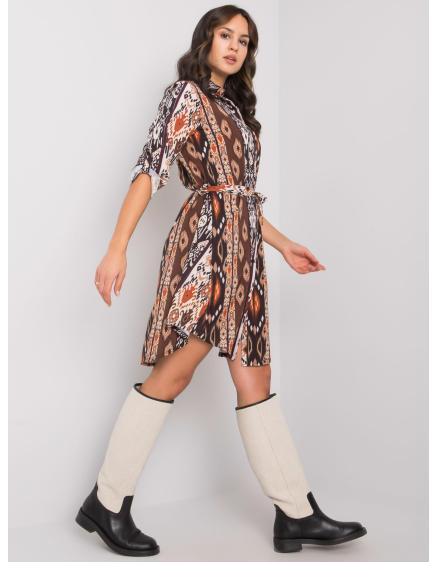 Női nyomtatott ruha Hanley RUE PARIS fekete és barna RUE PARIS fekete és barna