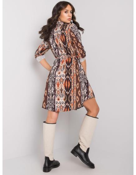 Női nyomtatott ruha Hanley RUE PARIS fekete és barna RUE PARIS fekete és barna