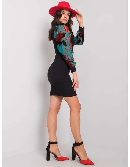 Dámské šaty s ozdobnými rukávy Elyssa RUE PARIS černé  