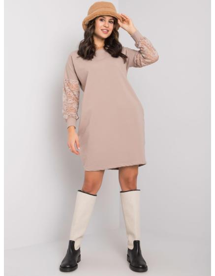 Női ruha csipke ujjú Alexxie RUE PARIS RUE PARIS sötét bézs színű