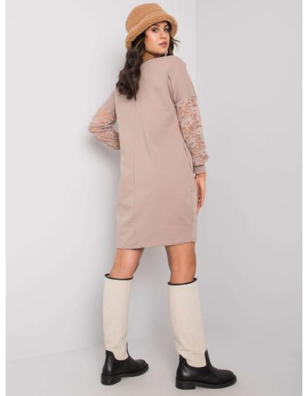 Női ruha csipke ujjú Alexxie RUE PARIS RUE PARIS sötét bézs színű