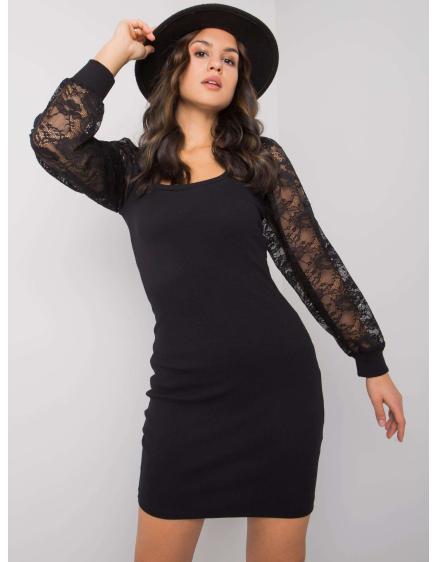 Dámske šaty s ozdobnými rukávmi Kayley RUE PARIS čierne