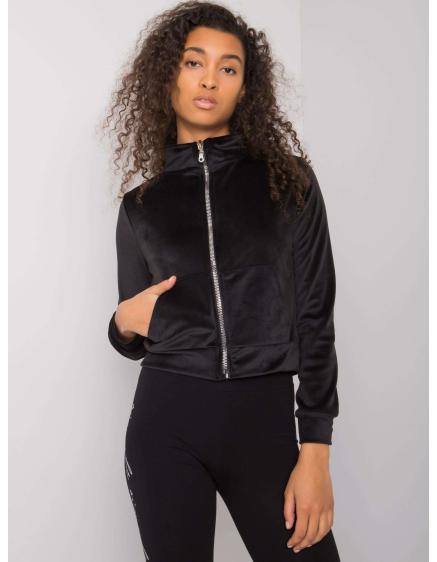 Női velúr pulóver Charley RUE PARIS fekete