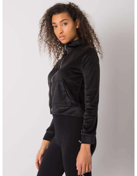 Női velúr pulóver Charley RUE PARIS fekete