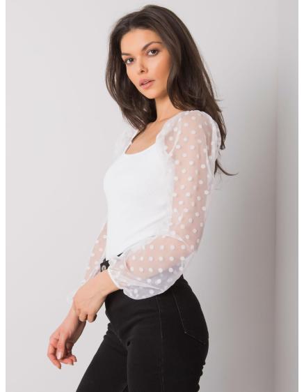 Női blúz dekoratív ujjakkal Charm RUE PARIS Fehér