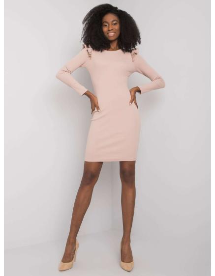 Dámské šaty s volánky mini Janet RUE PARIS béžové 