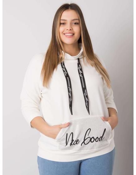 Női plus size blúz CRYSTAL CRYSTAL strasszkövekkel, ekrü színben