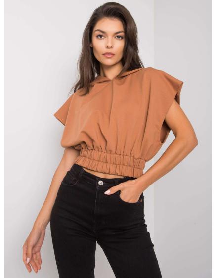 Női rövid ujjú pulóver JENEEN világos barna