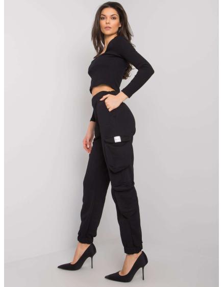 Dámské tepláky s kapsami Mila RUE PARIS černé 